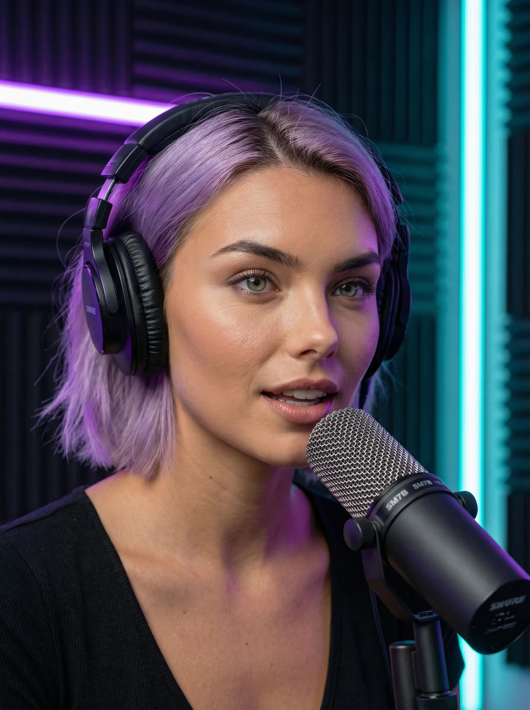 Foto de podcaster com IA em 40 segundos