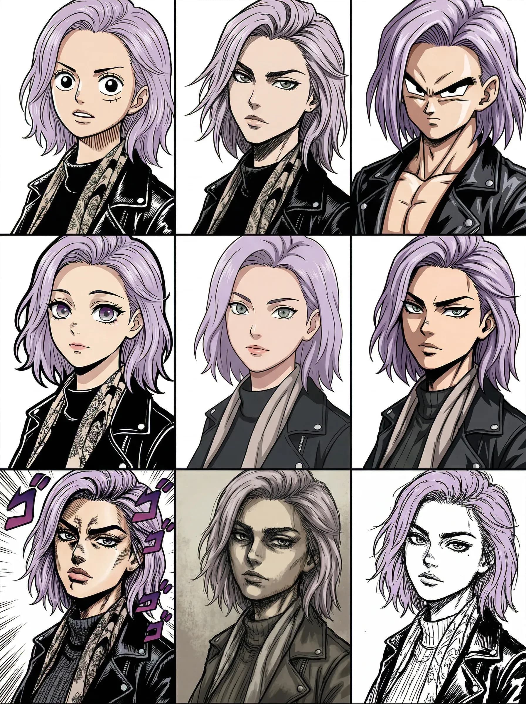 9 expressões do seu personagem em traço de nanquim puro